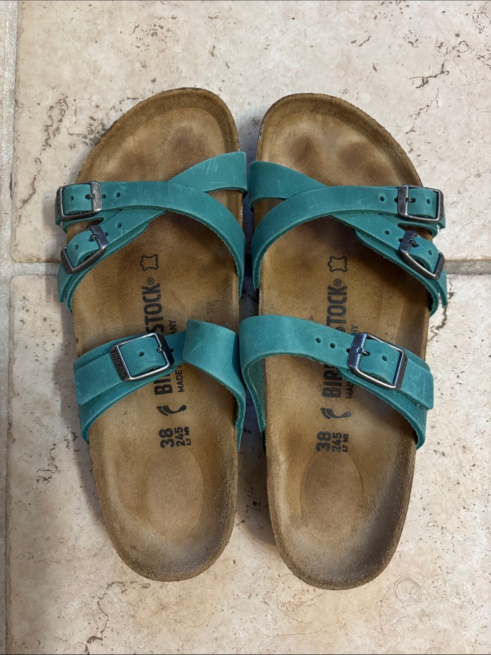 Birkenstock Franca Turquoise Sandals (size women’s 38)